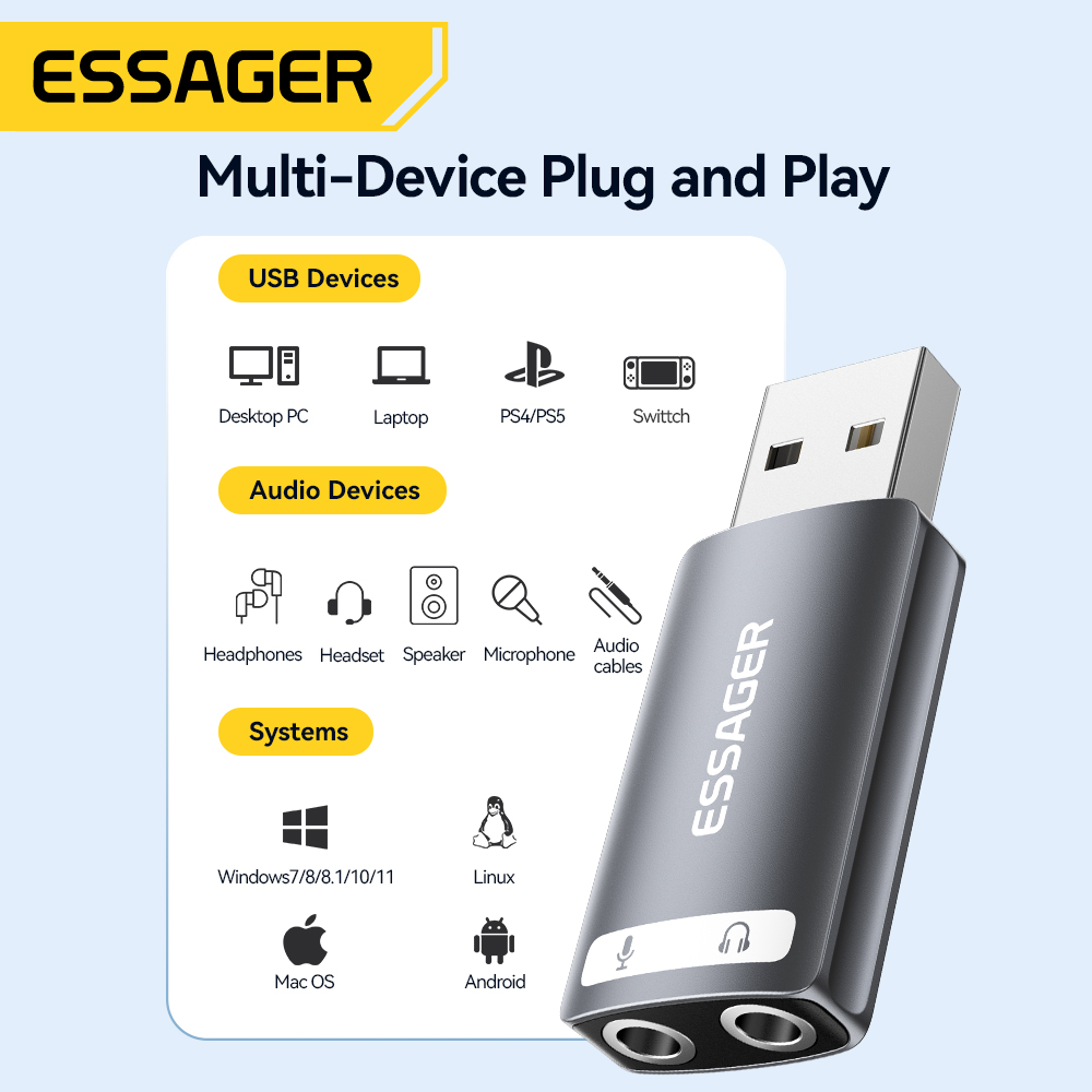 Essager Scheda audio USB Adatt - Usb Sound Card External recensione e prezzo