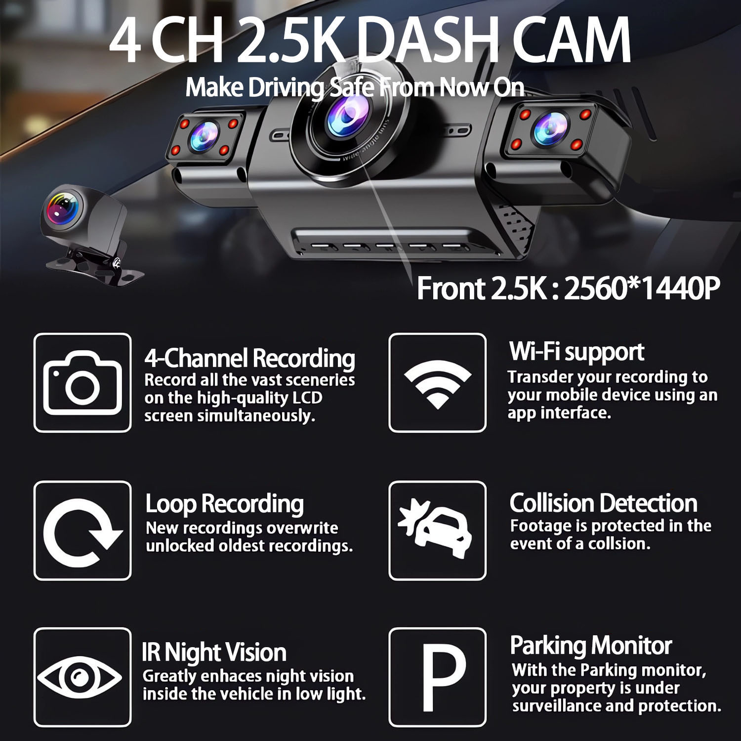360 gradi 4 telecamere Dash Ca - Panoramic Dash Cam 360 recensione e prezzo